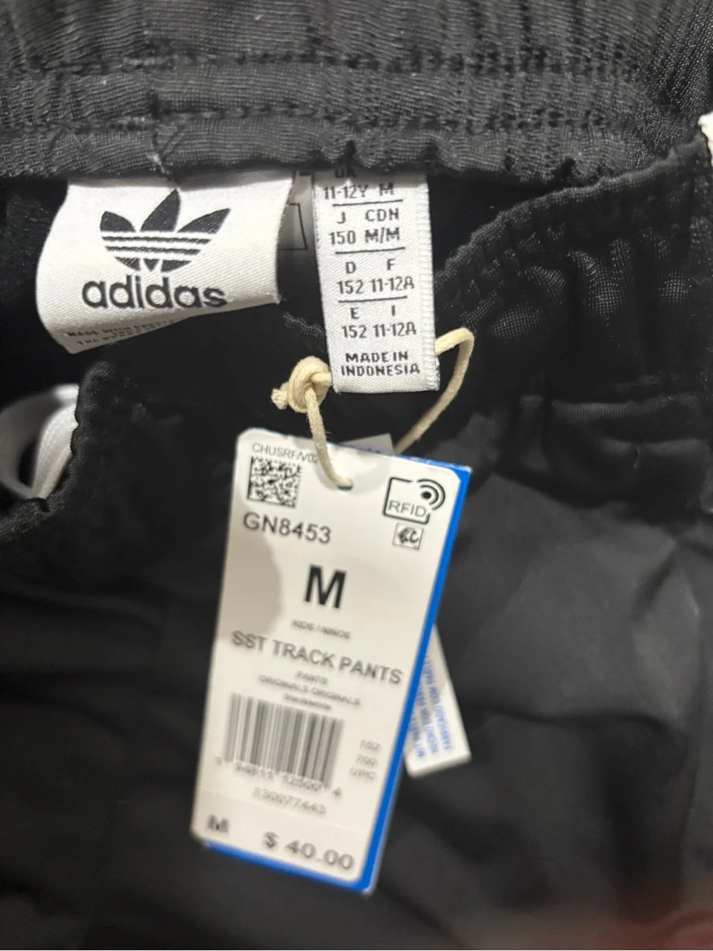 adidas Black Jogger Pants with White 3-Stripes